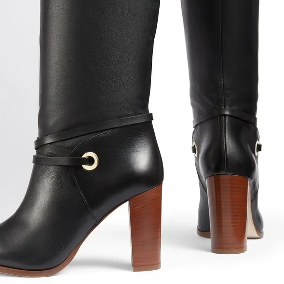 LK Bennett Black Leather Heeled Boots NEW - Picture 4 of 16